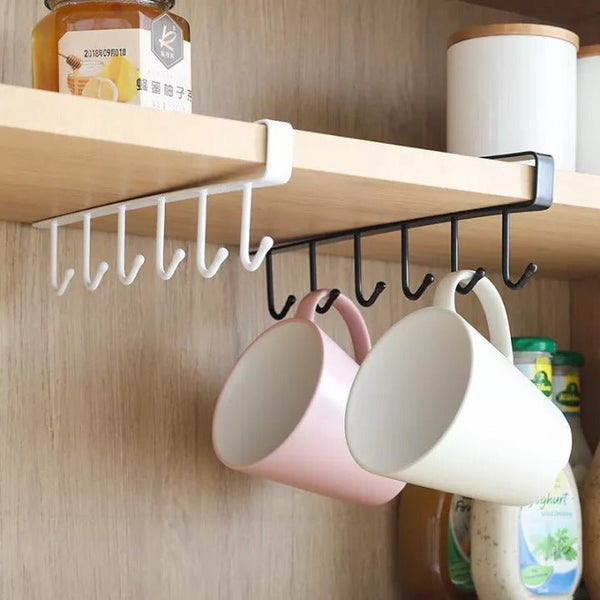6-hook Punch-Free Cabinet Shelf Multiuse Hook Holder - Shop Home Essentials