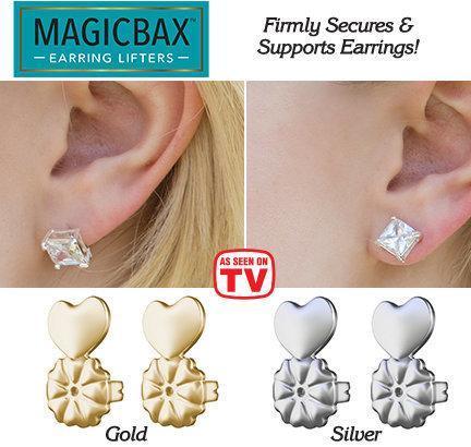 MAGIC BAX EARRING LIFTERS - 2 PAIRS OF ADJUSTABLE HYPOALLERGENIC EARRING LIFTS (1-GOLD-1SILVER) - Shop Home Essentials