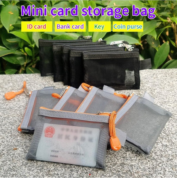 Mini Mesh Zip Card Coin Storage Bag - Shop Home Essentials