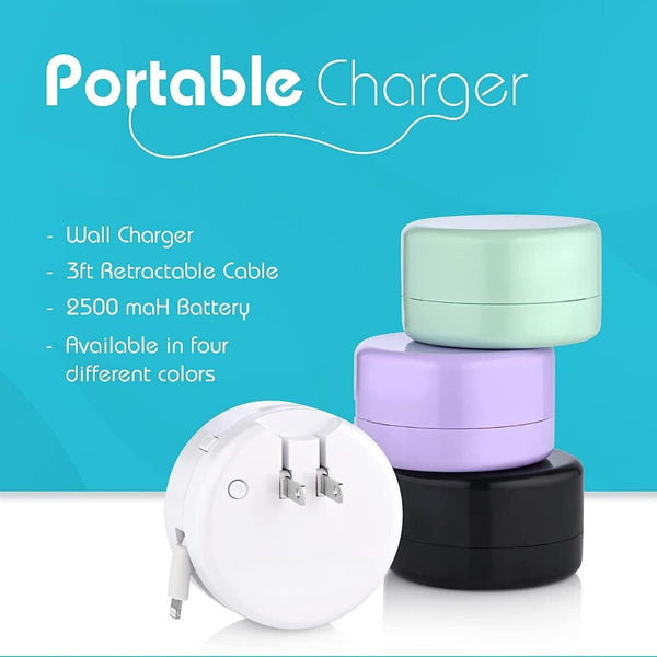 Portable Wall Charger with Retractable Lightning Cable - Home Essentials Store Retail