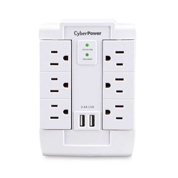 Wall Tap Swivel Surge with 6 Outlets & 2 USB Charging Ports - Home Essentials Store Retail